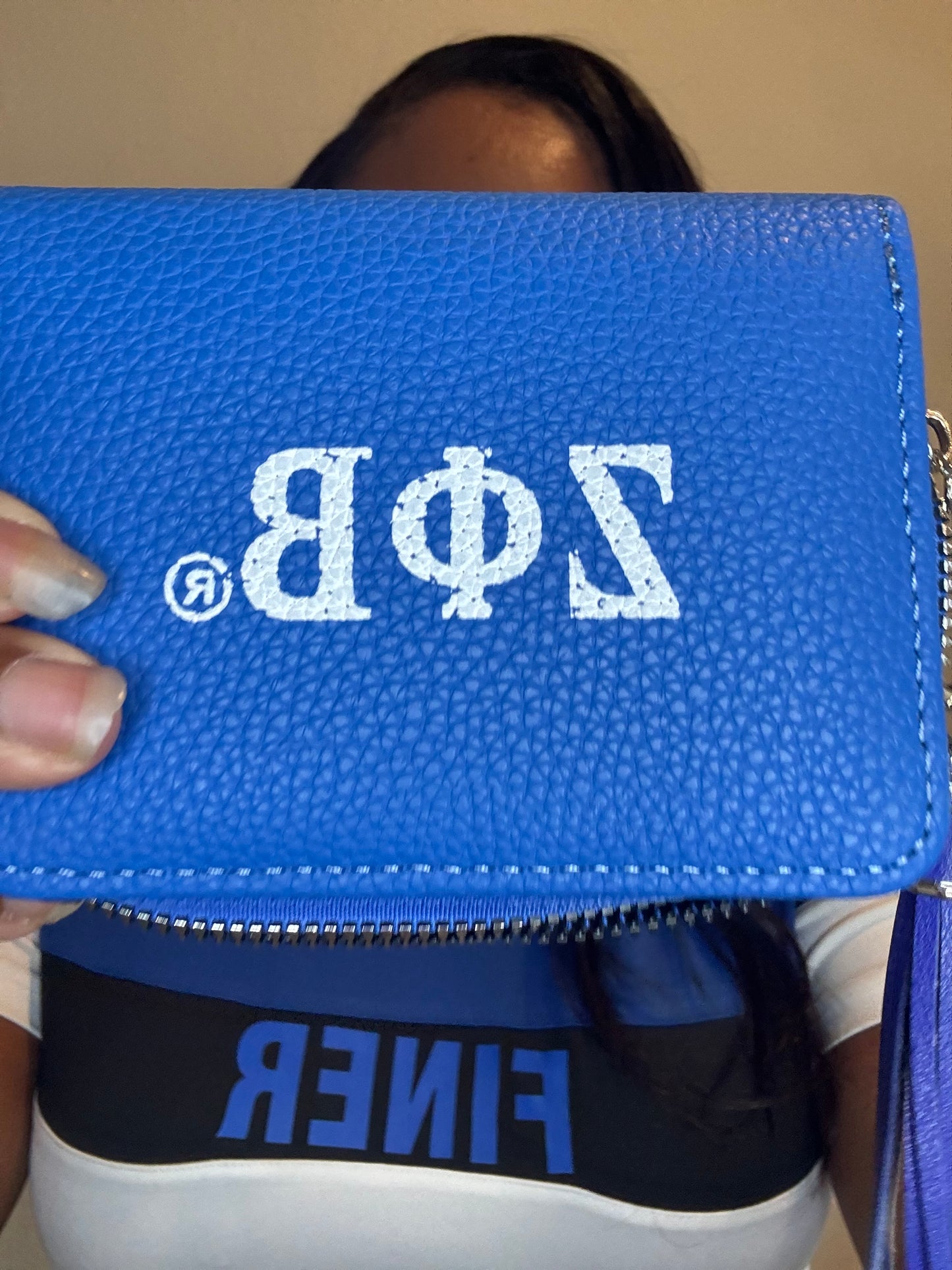 ZPB Sorority Blue Tassel Keychain Zipper Wallet