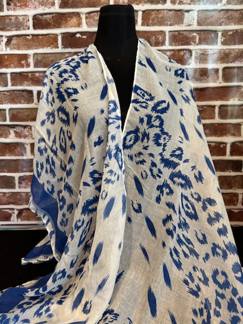 Blue White Leopard Structured Kimono