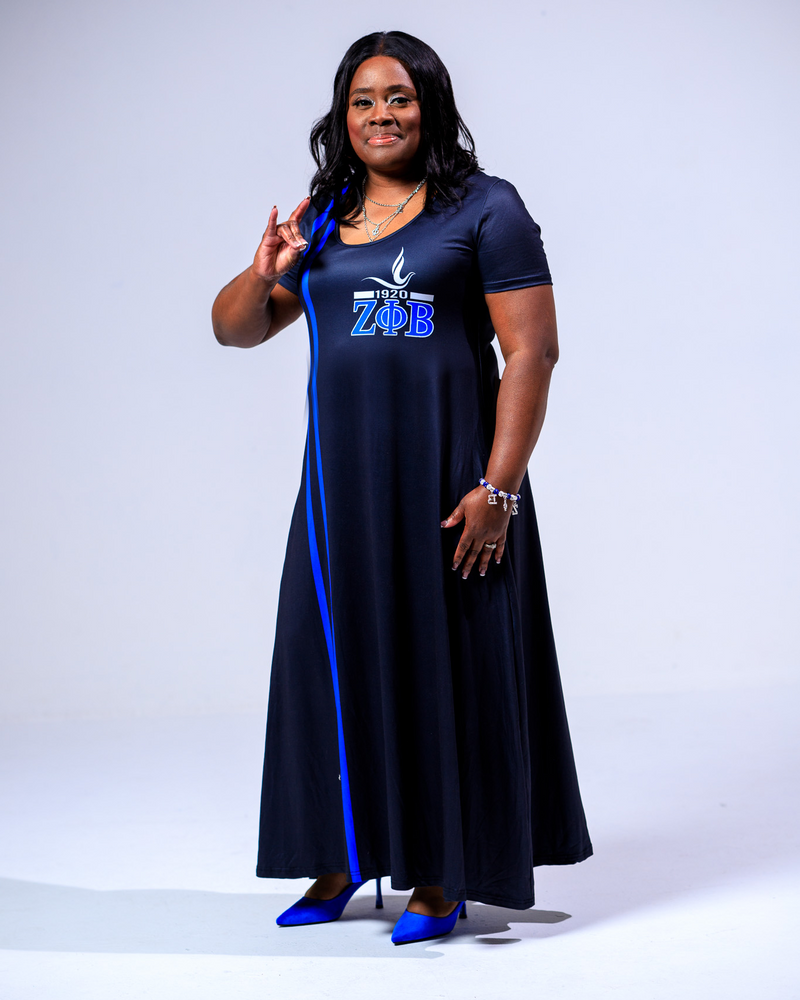 Long Dress featuring Zeta Phi Beta letters on the front