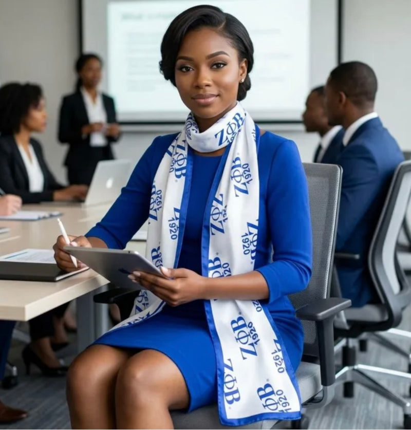 Zeta Phi Beta Scarf White