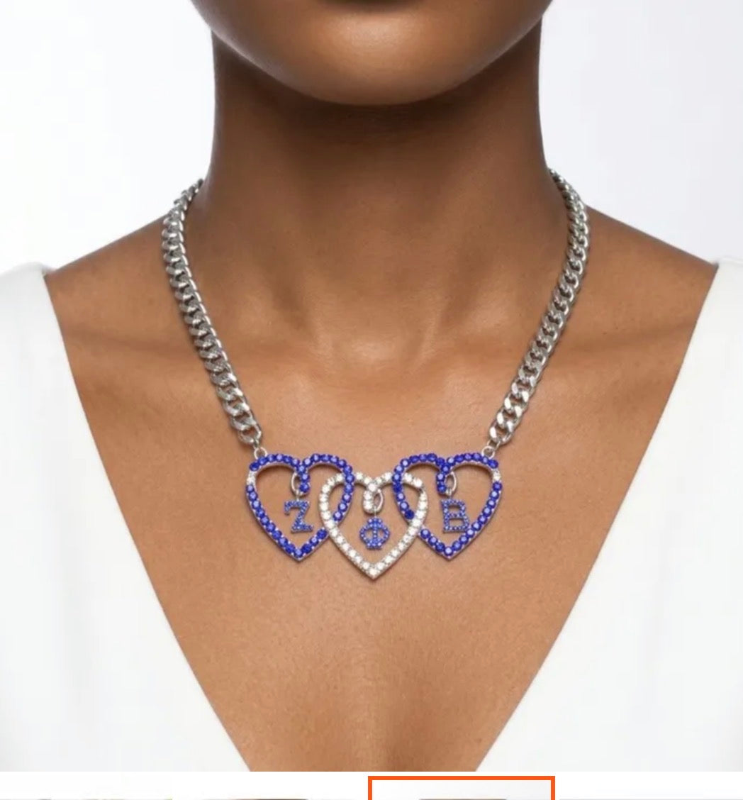 Zeta Phi Beta 3 Heart Necklace
