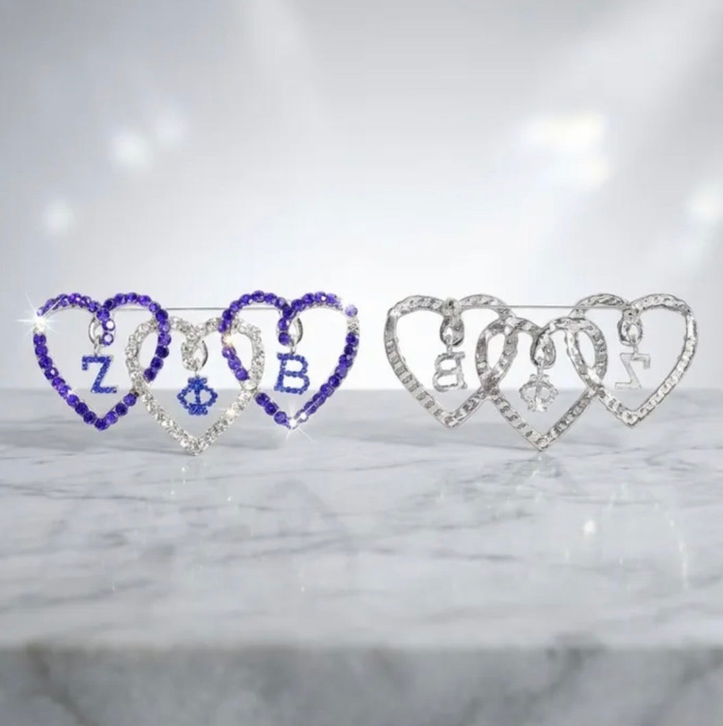 Zeta Phi Beta 3 Heart Pin
