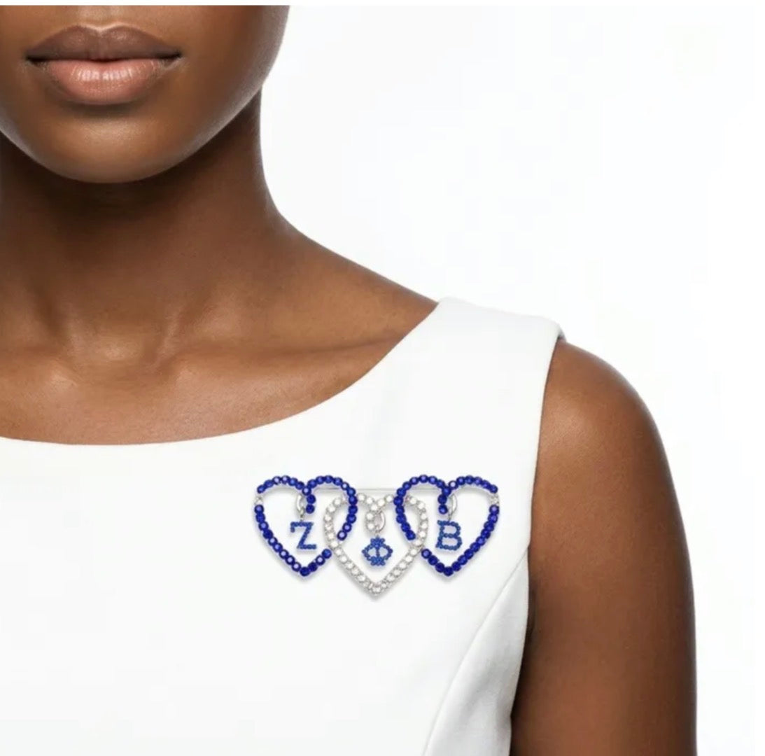 Zeta Phi Beta 3 Heart Pin