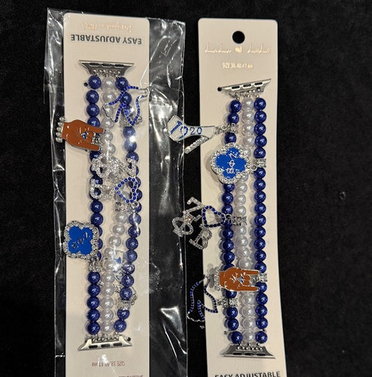 ZPB Sorority Blue White Pearl Watch Band