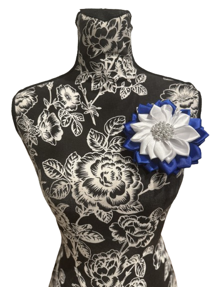 ZPB Sorority Blue White Flower Pearl Brooch Women