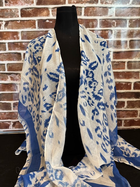 Blue White Leopard Structured Kimono