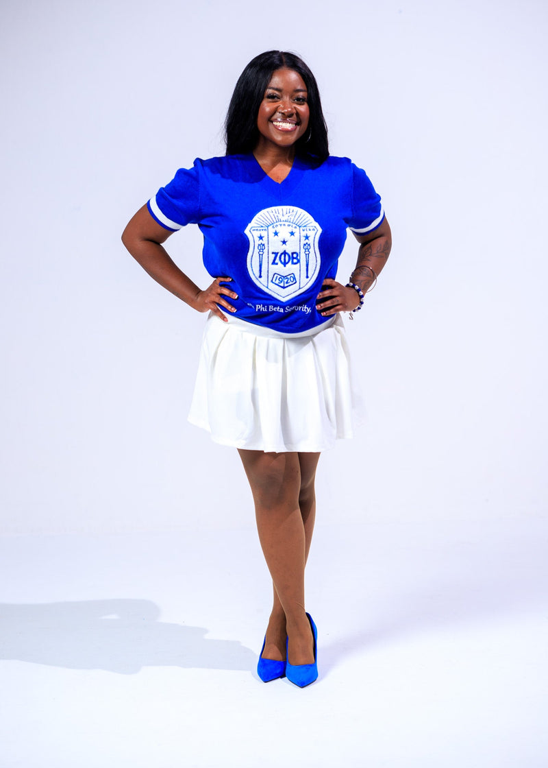 Zeta Phi Beta Shield Sweater Shirt Blue