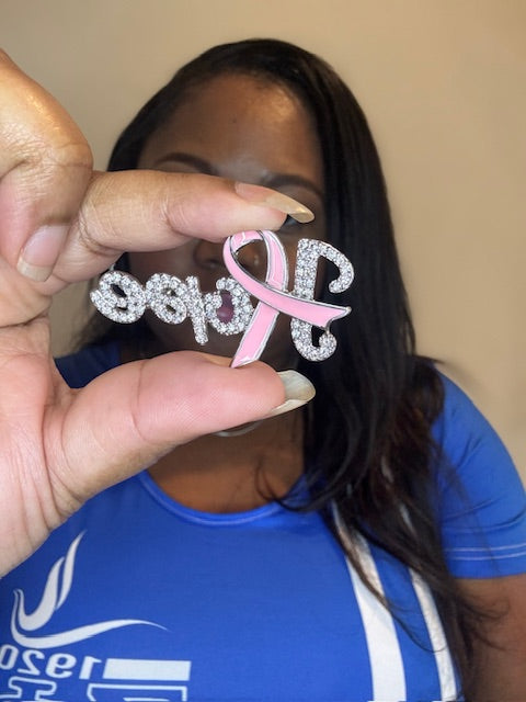 Breast Cancer Brooch Silver Light Pink Ribbon Hope Pin