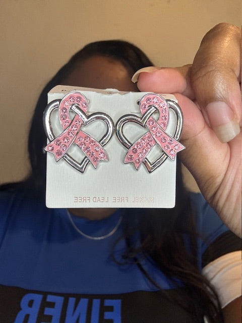 Heart Breast Cancer Earrings