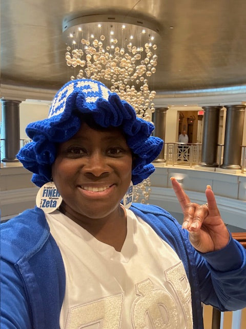 ZPB Sorority Blue Crochet Ruffle 1920 Bucket Hat