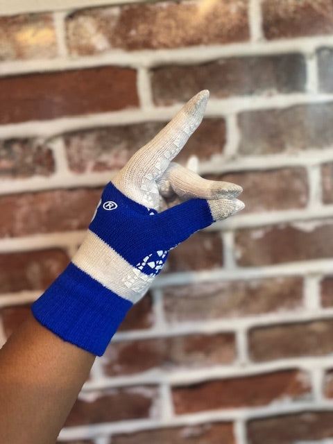 ZPB Blue White Touch and Grip Knit Winter Gloves
