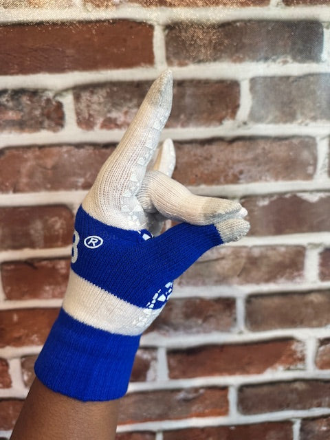ZPB Blue White Touch and Grip Knit Winter Gloves