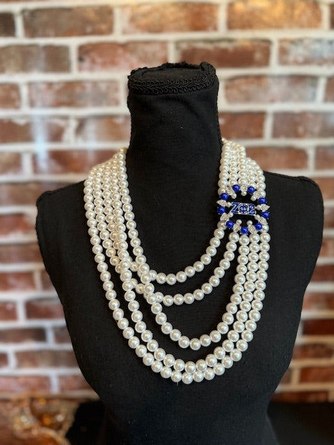 Zeta 5 Strand White Necklace Long