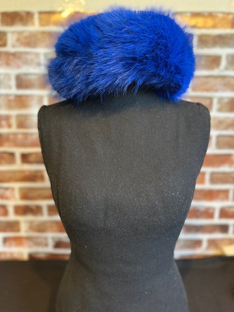 Royal Blue Fur Beret