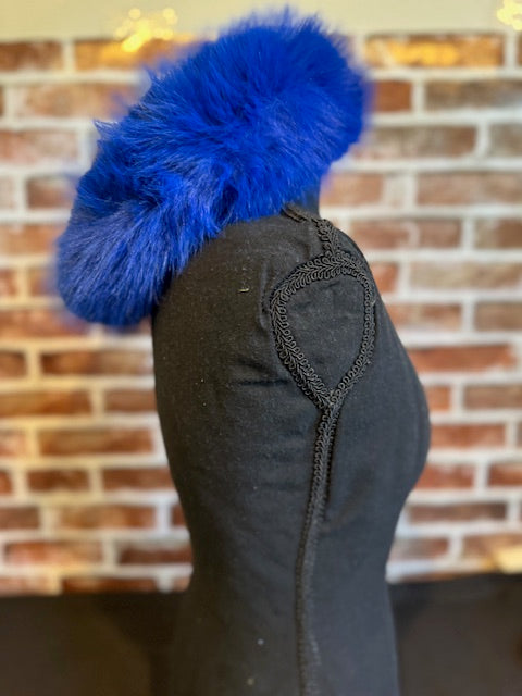 Royal Blue Fur Beret