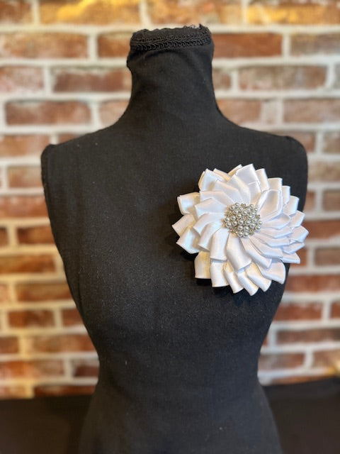All White Flower Pin