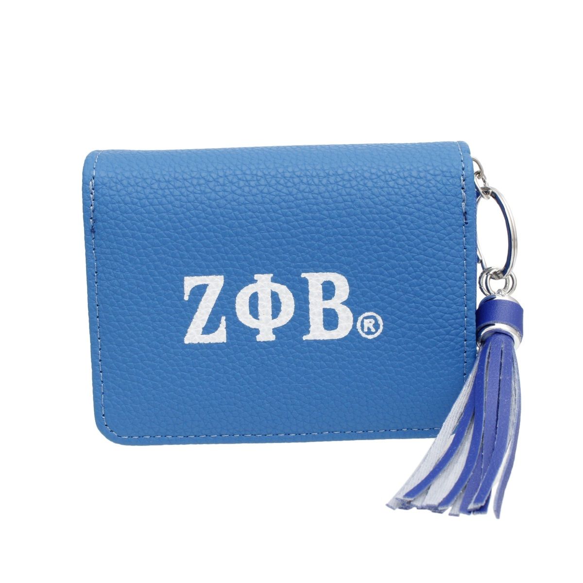 Zeta Phi Beta Sorority Blue Tassel Keychain Zipper Wallet (view 4)