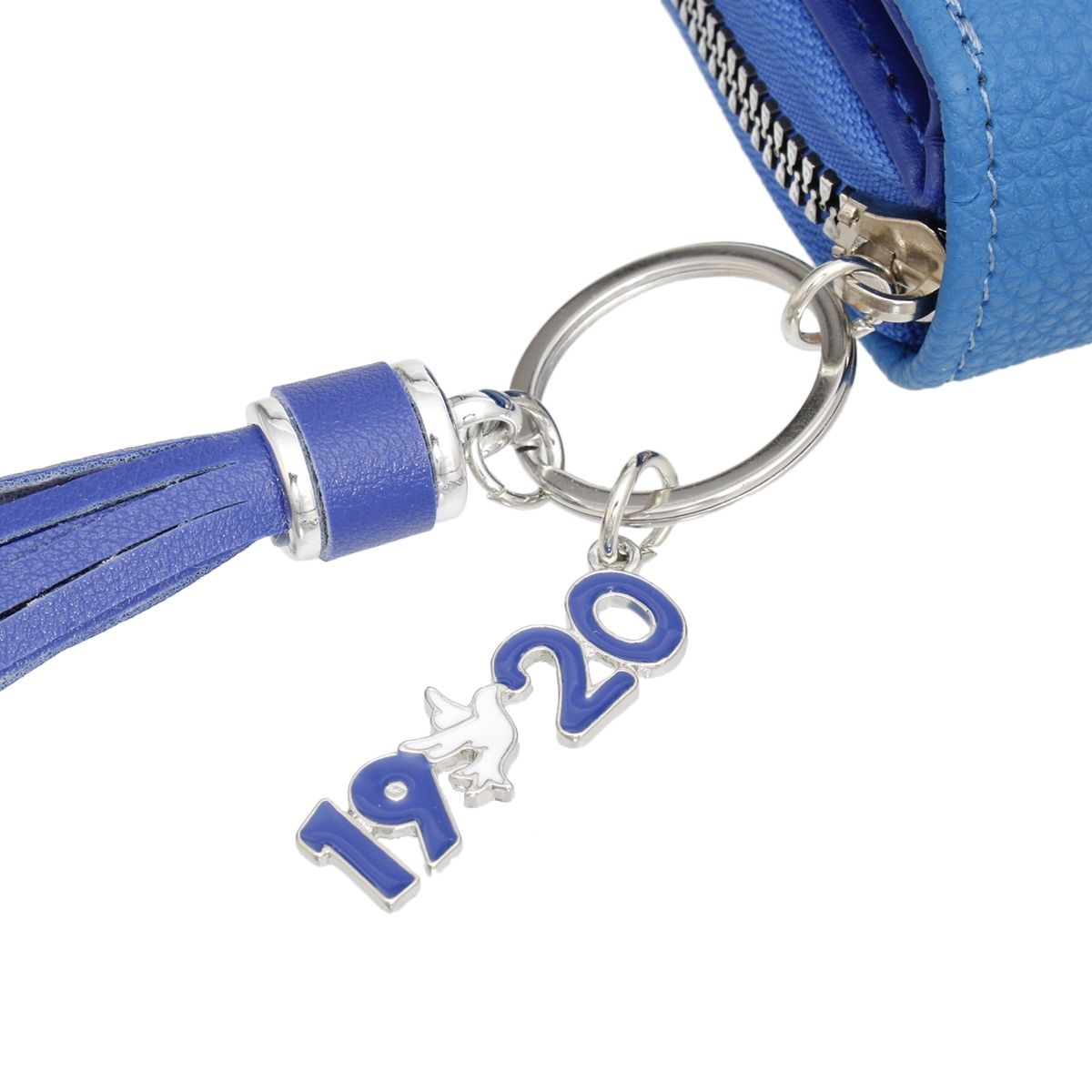 Zeta Phi Beta Sorority Blue Tassel Keychain Zipper Wallet (view 7)