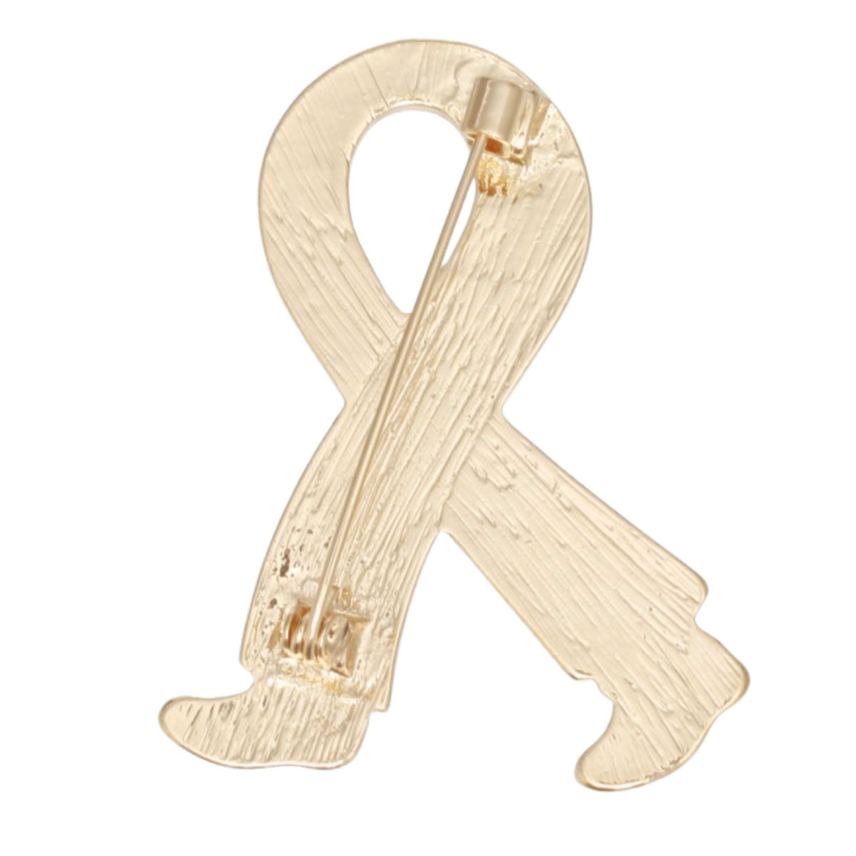 Breast Cancer Gold Keep Going Ribbon Brooch