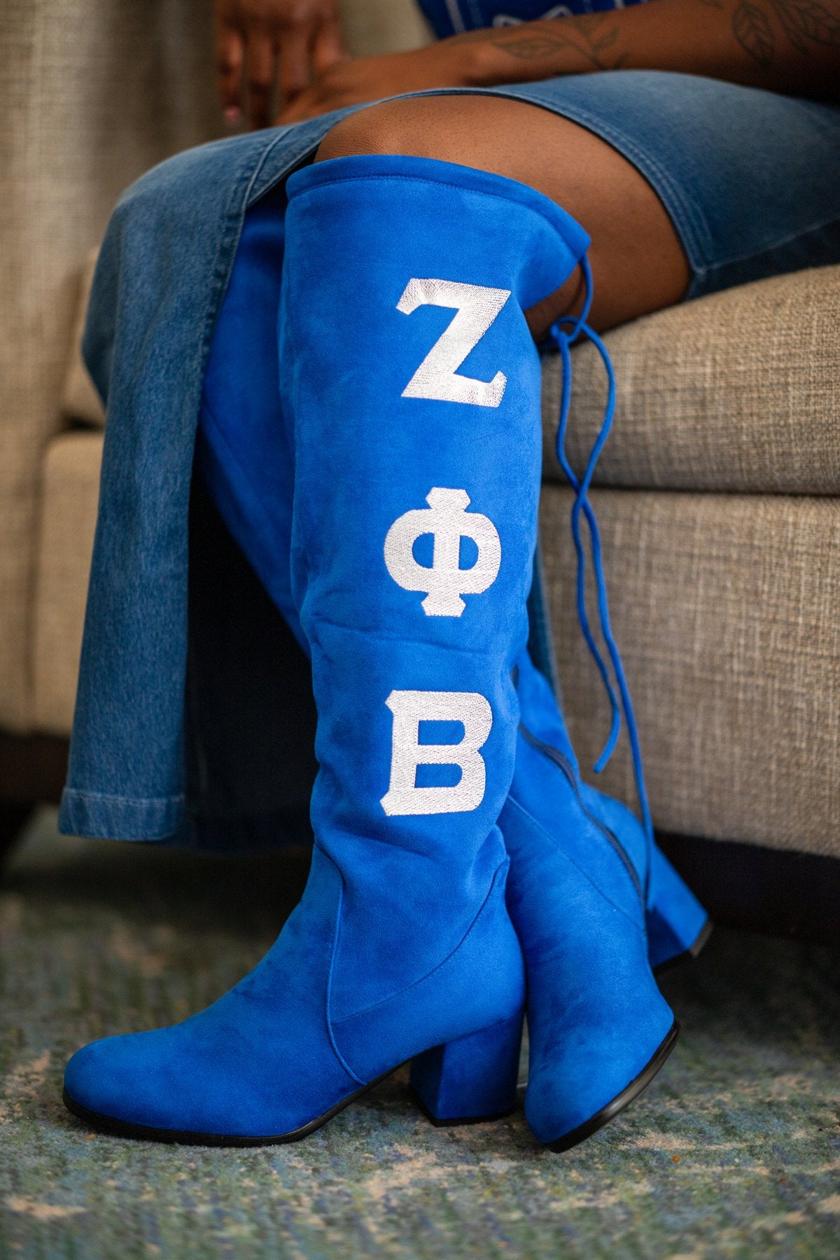 Zeta Phi Beta royal blue boots