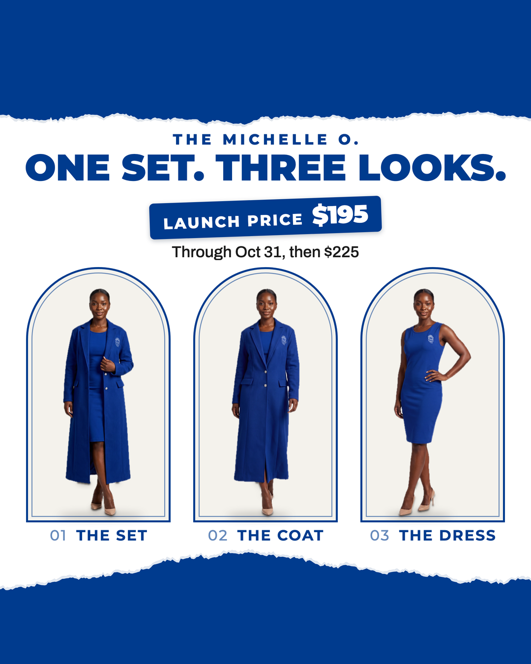 The Michelle O. coat and dress set: one set, three looks, launch price $195