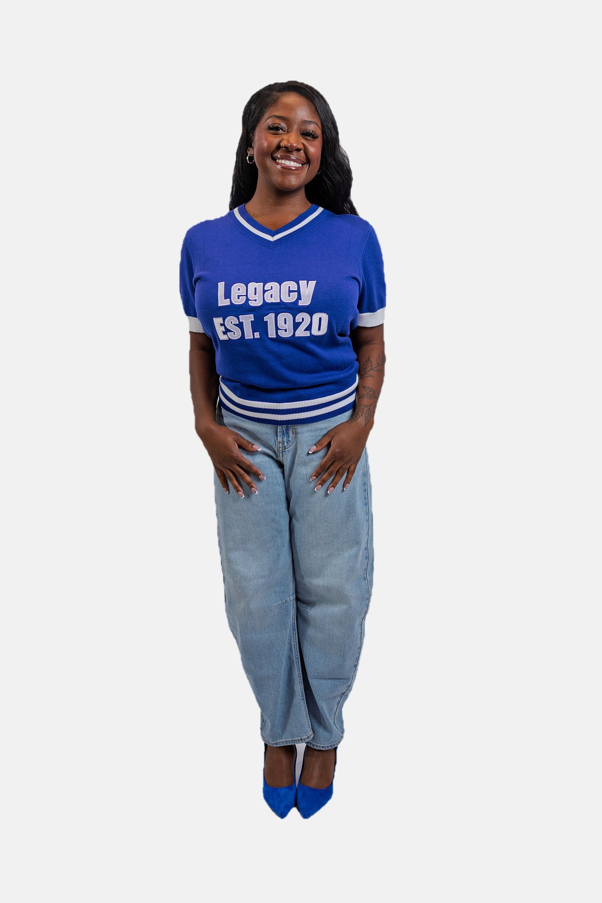 Zeta Phi Beta Legacy sweater shirt with EST. 1920 chest lettering, full length