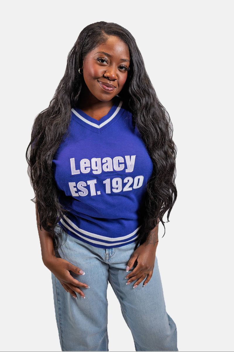 Zeta Phi Beta Legacy sweater shirt worn with light denim
