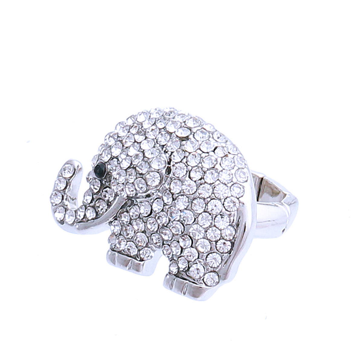 Silver Rhinestone Elephant Ring