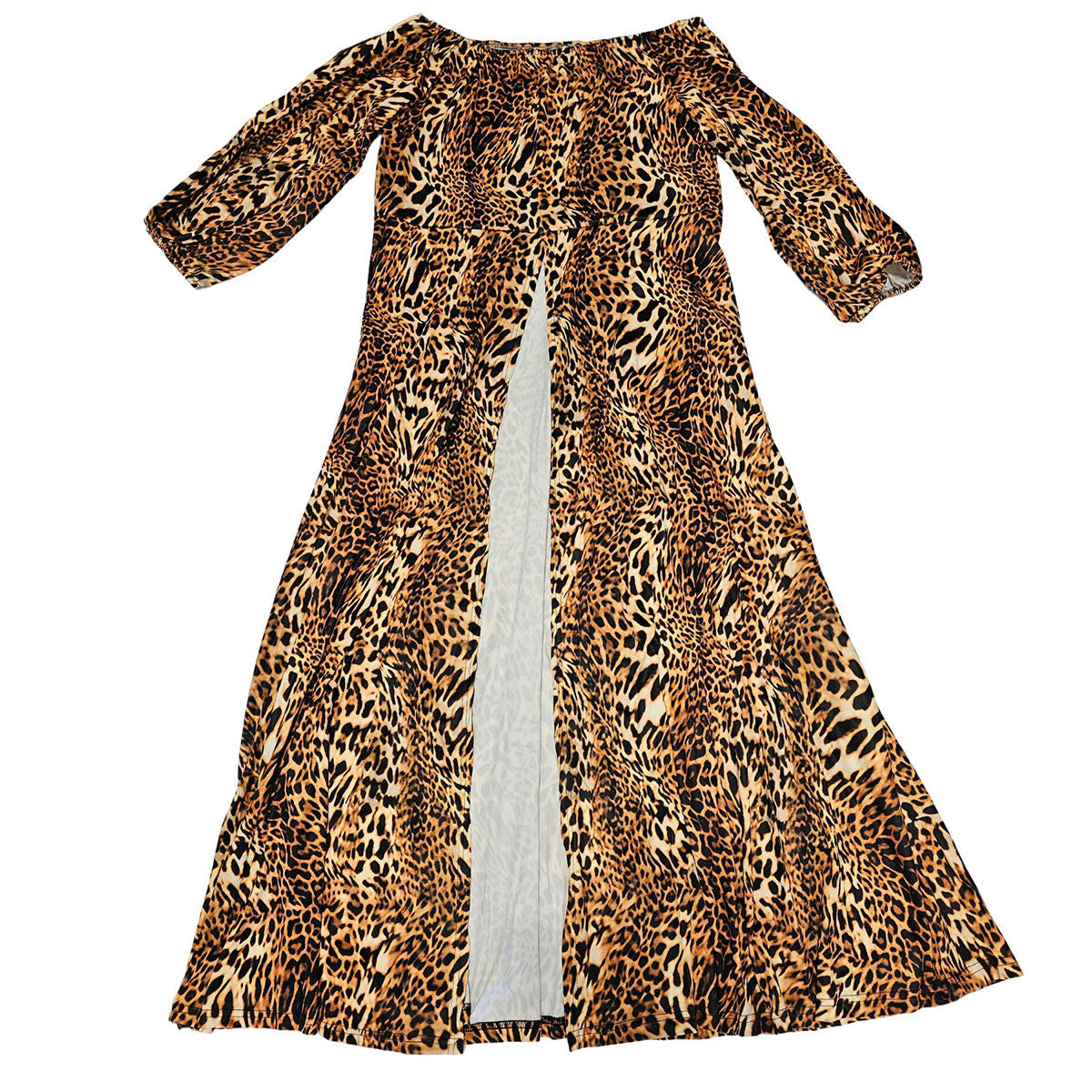 3XL Leopard Split Maxi Dress