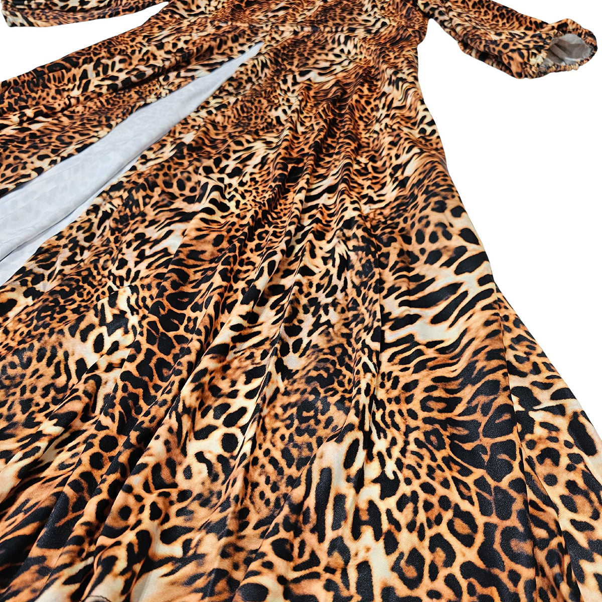 4XL Leopard Split Maxi Dress