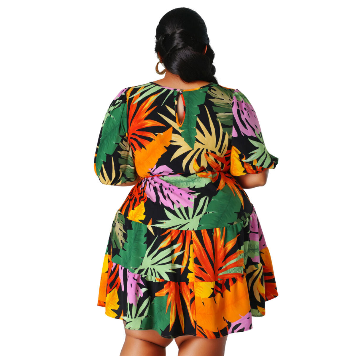 1XL Tropical Print Apron Dress