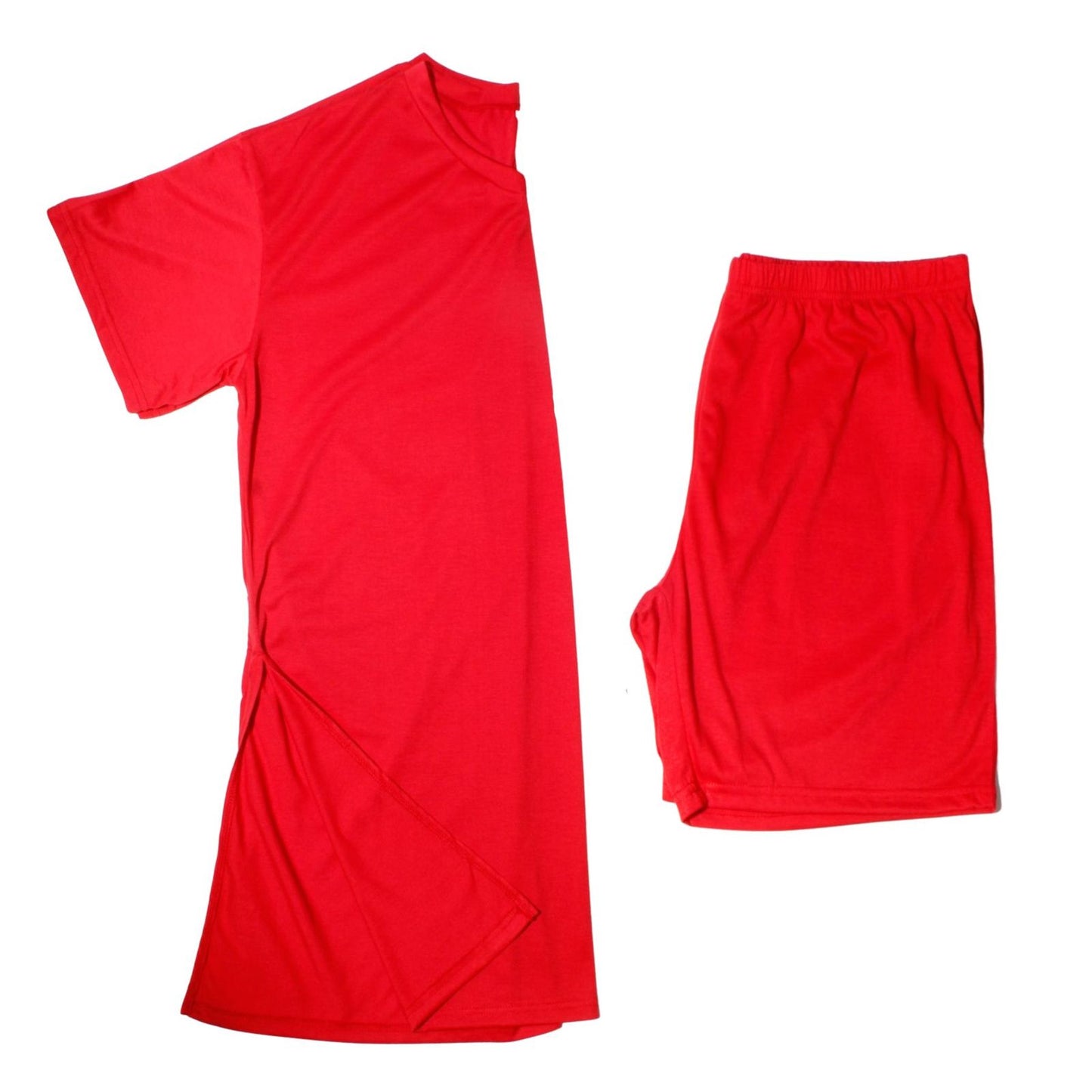 1XL Red V Neck Shorts Set