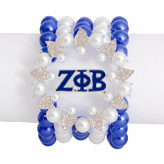 Bracelet Blue White Pearl ZPB 5 Strand for Women