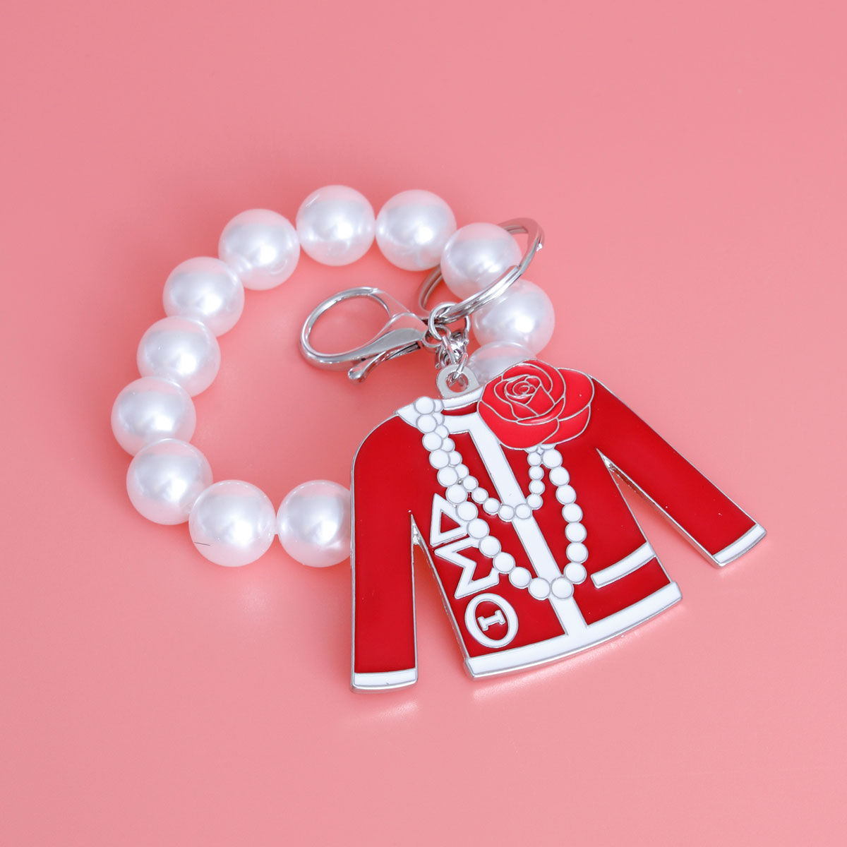 Red and White Sorority Keychain