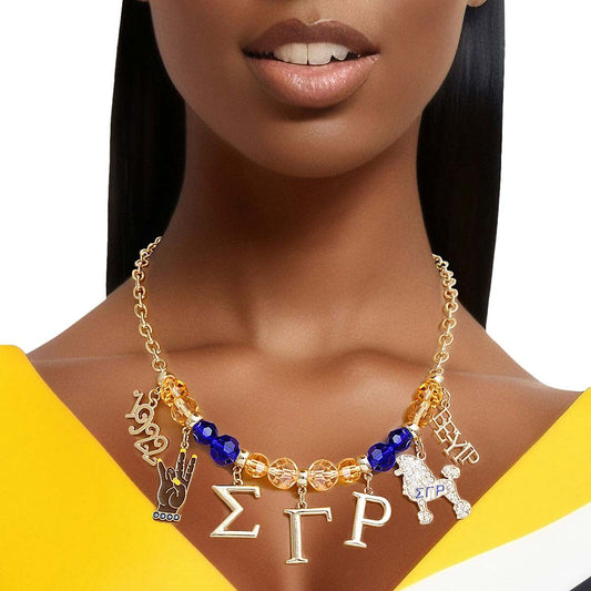Blue Gold Bead Sigma Necklace