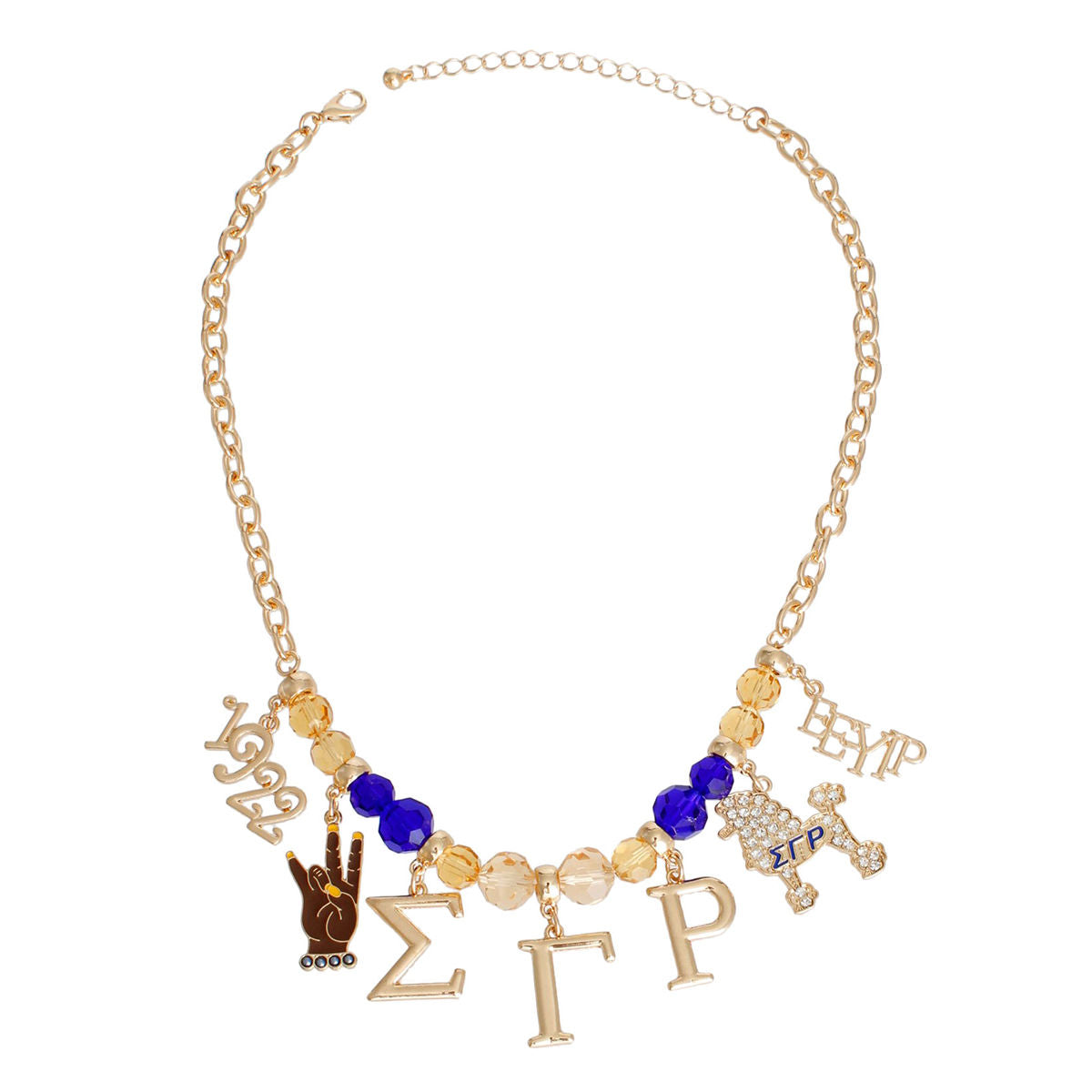 Blue Gold Bead Sigma Necklace