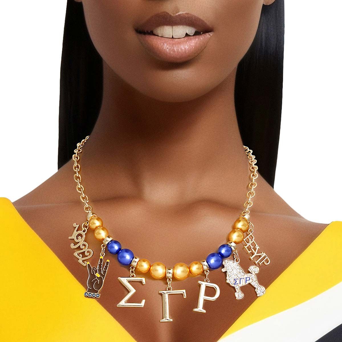 Blue Gold Pearl Sigma Necklace