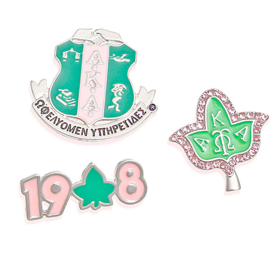 Sorority Pin Set Pink Green AKA for Women