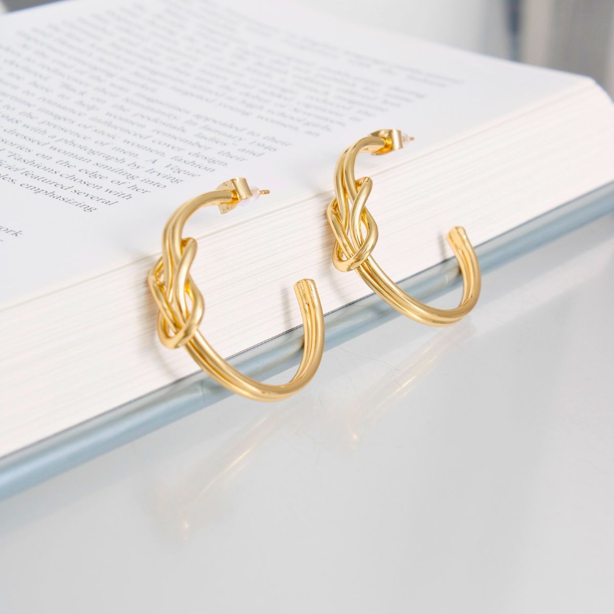 14K Gold Infinity Knot Post Hoops