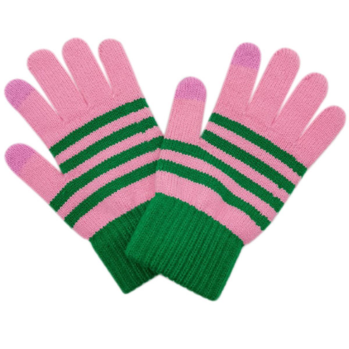 Pink with Green Stripe Gloves