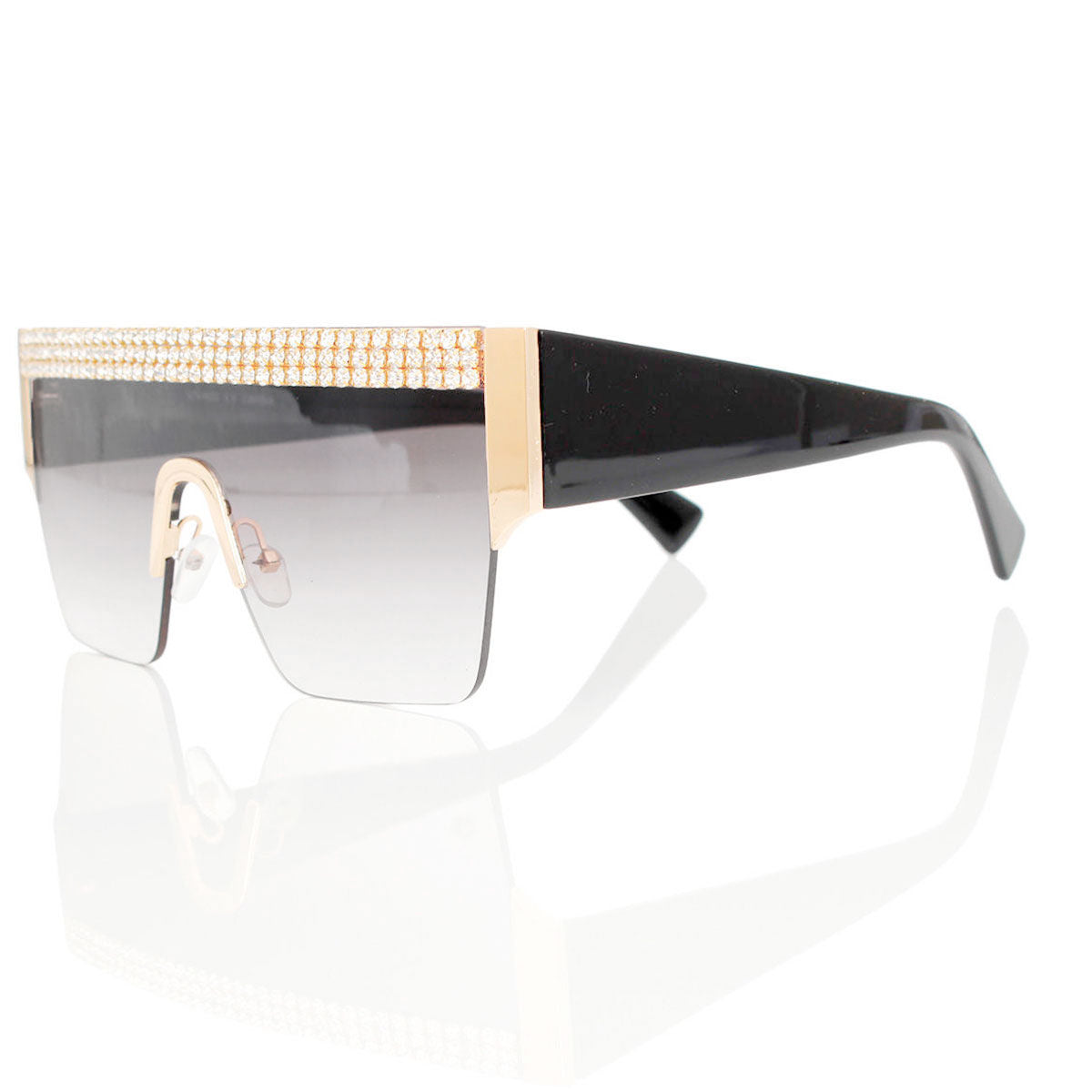 Sunglasses Shield Pave Black Eyewear for Women