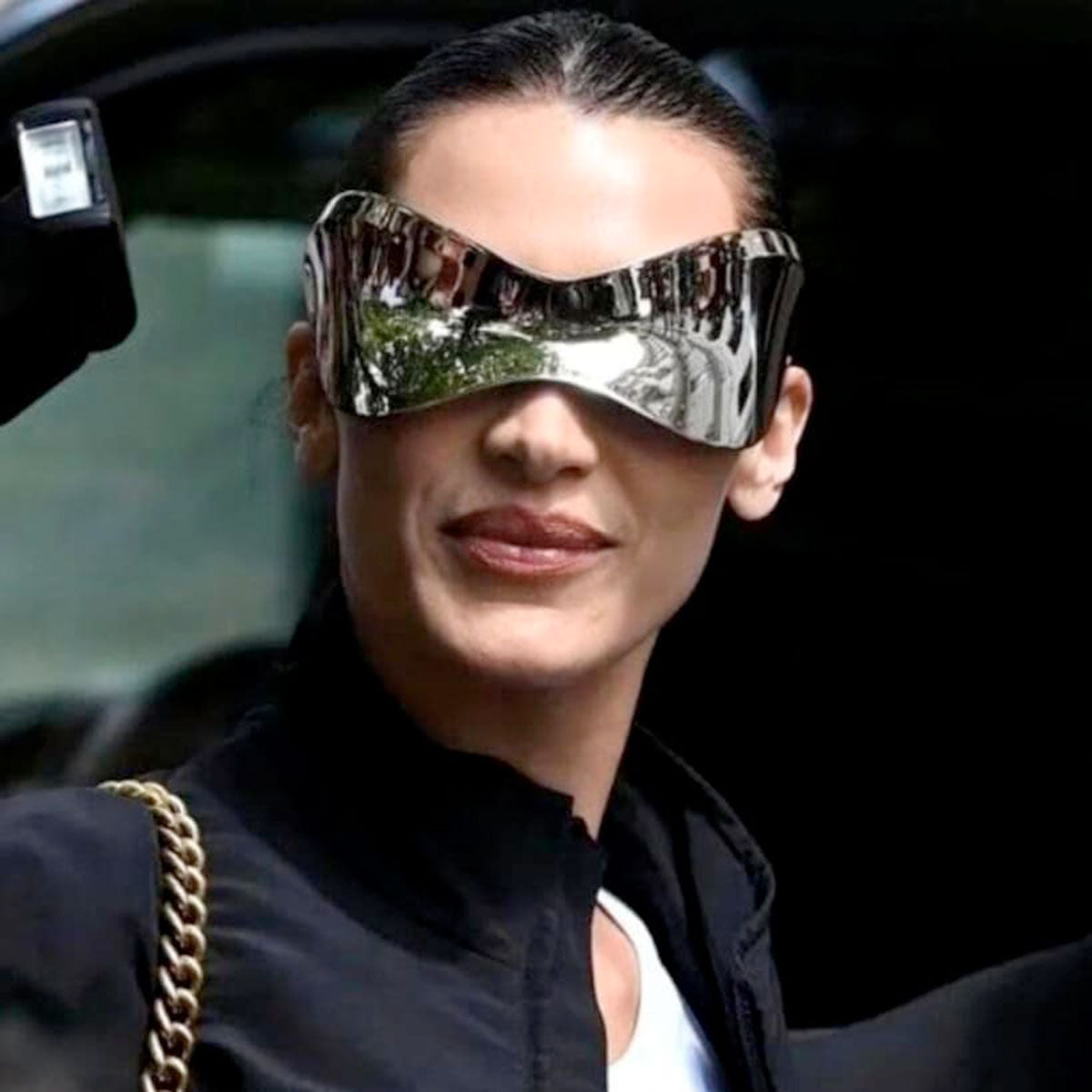 Sunglasses Mask Wrap Silver Eyewear for Women