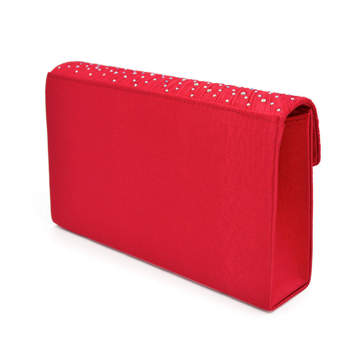 Clutch Red Ruched Rhinestone Bag for Women