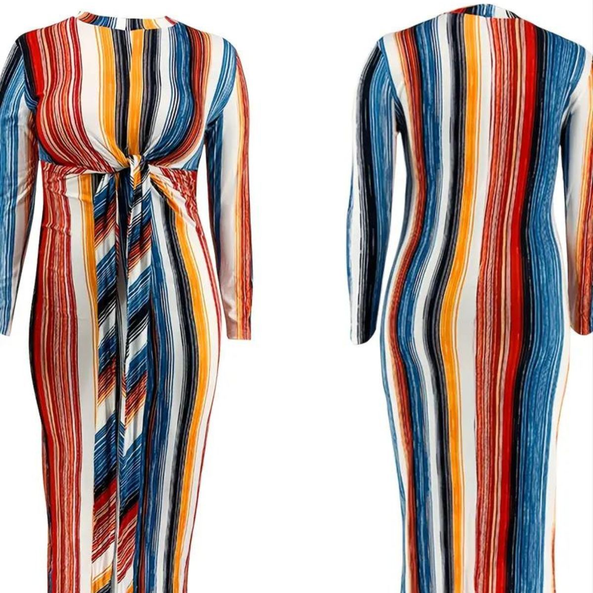 Striped 4XL Knot Bodycon Dress